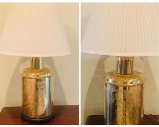 Pair of vintage Asian Influence brass lamps
