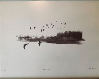 Signed and framed print by Herb Jones “Goose Blind”