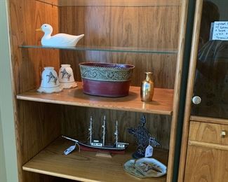 Lighted vintage bookcase. 