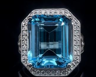 Topaz and Diamond Estate Ring
