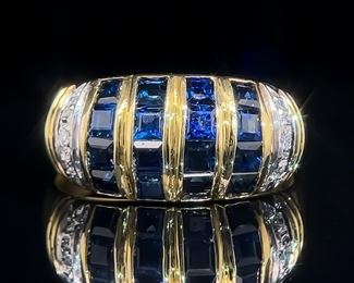 Sapphire and Diamond Ring in 14k Gold