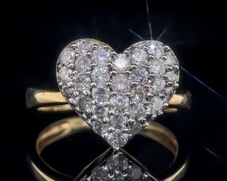 Diamond Heart Ring in 14k Yellow Gold