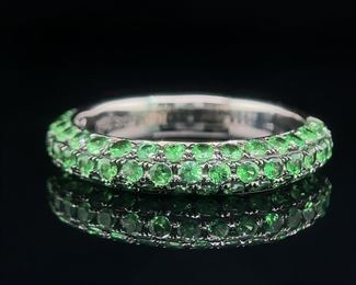 Rare Tsavorite Ring in 14k White Gold
