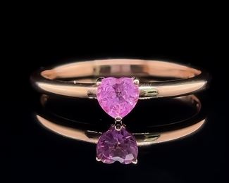 Pink Sapphire Heart Shaped Ring in Gold