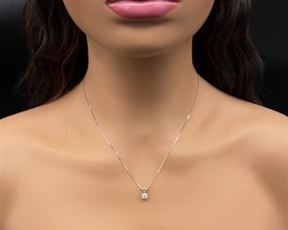 0.33ct Diamond Solitaire Split Bail Drop Pendant in 14k White Gold- VVS Clarity/D Color - Classic Style & Design; $1,699 Retail *VIDEO*