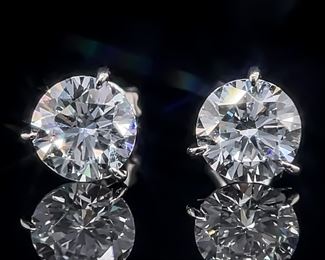 Sparkling 2.00 Carat Diamond Round Brilliant Cut Solitaire Martini Stud Earrings in 14k White Gold; $6,000 Retail