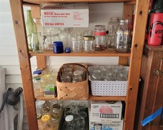 Canning jars, pine shelf