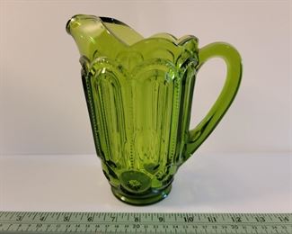 Vintage green glass pitcher