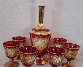 Murano glass decanter set