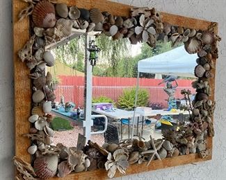 Shell rimmed mirror