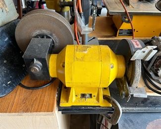 #50 Yellow bench grinder $50.00