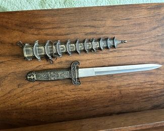 #70 Knife with metal Asian inspired sheath 15"L $50.00