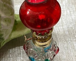 Oil lamp; about 6 inches tall