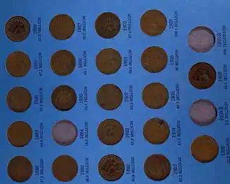 Bronze Indian head cents 1888-1909(S)