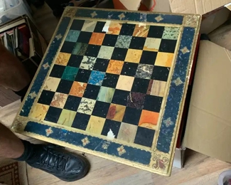 Colorful chess board; this one has legs - see next photo