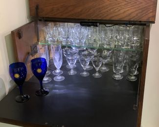 Glasswear displayed on the all-wood dry bar
