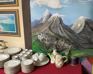 Dining in the German mountains with teapots and Farberware Wellesley dishes.