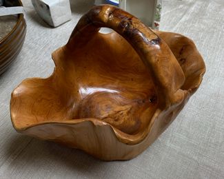 Cypress wood hand carved bowl
