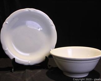 Home Laughlin White Bowl and Shenango China White Plate