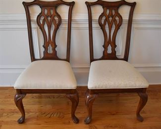 Pierced Back Queen Anne Legs Side Chairs Set of Two
