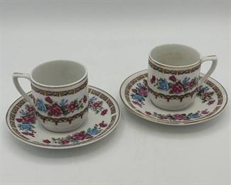 Vintage Set of Floral Tea Cups and Saucers