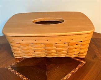 Longaberger Long Large Tissue Basket with Wooden lid