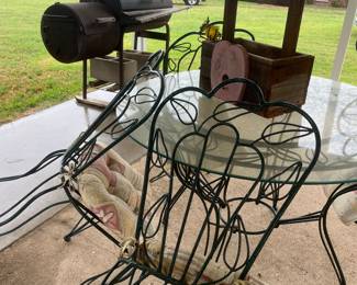 Glass, mesh table and 4 chairs