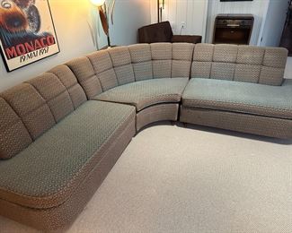 Vintage 3 Piece MCM Mid-Century "Tuscan Peacock" Upholstered Sectional
