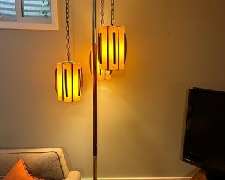 Vintage 1960s Danish MCM Mid-Century Tension Pole Lamp