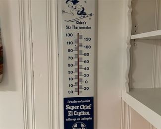 Large Vintage Super Chief Santa Fe Railroad Thermometer