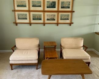 MCM Heywood Wakefield Arm Chair and Heywood Wakefield Coffee Table