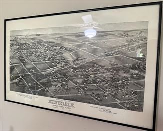 Reproduction Print of 1882 "Bird's Eye View of Hinsdale"