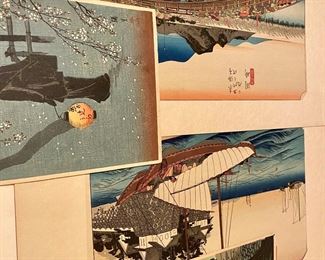 Many antique Japanese woodblock prints to choose from. Stunning colors!