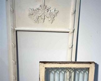 Beautiful Leaded Glass Window, Lead And Glass In Tact, Stunning Rich Architectural Designed Frame