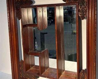 August 1958 Illinois Moulding Co Beautiful Framed Shadow Box Mirror. 28 Inches Wide, 31 1 2 Inches Tall, 5 Inches Deep.