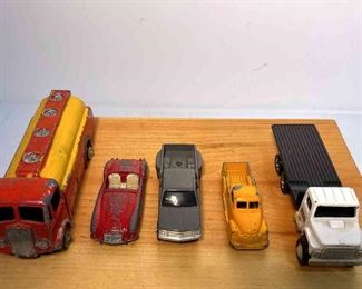 Goodee 1953 GMC Pickup, Dinky Toys Thompson Tank Engine, Corgi Toys MGA, ERTL Pickup, ERTL Case III Flatbed 
