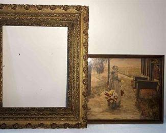 Stunning Antique Frame, Vintage Prairie Girl Print