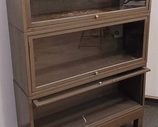 3 Tier Metal Cabinet With Sliding Glass Fronts 