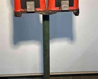 Vintage 4 Double Dispenser Penny Gum Ball Dispenser 