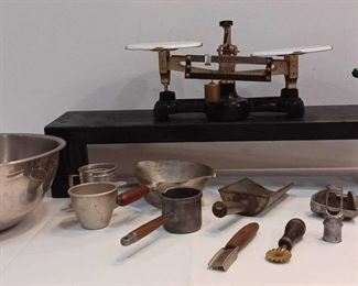 Vintage Apple Peeler, Scale And Kitchen Gadgets