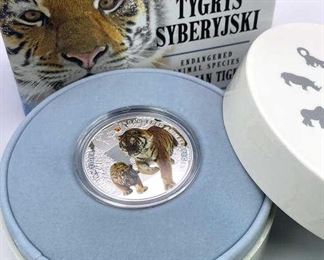 1oz Silver Swarovski Siberian Tiger SOS Endangered