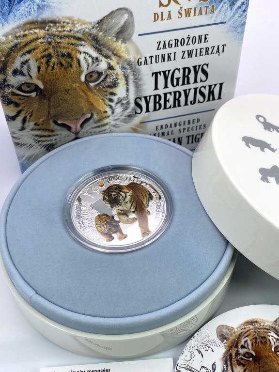 1oz Silver Swarovski Siberian Tiger SOS Endangered