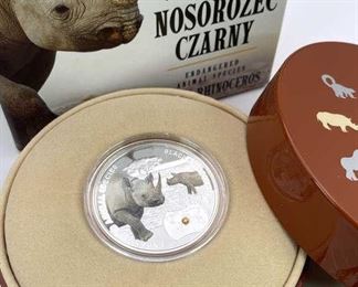 1oz Silver Swarovski Rhino SOS Endangered Set