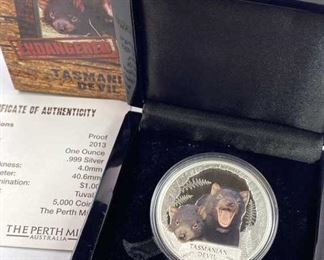 2013 Tulavu Tasmanian Devil Colored 999 Silver Coi