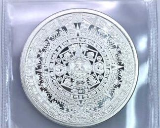1oz Silver Aztec Calendar Cuauhtemoc .999 BU