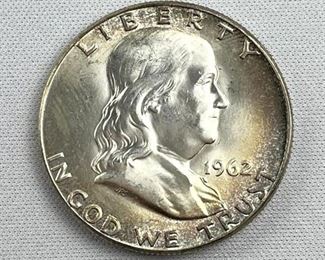 1962 Franklin Hal Dollar Choice BU w/ Luster