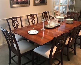 Cherry Dining Table,  Chippendale Style Chairs