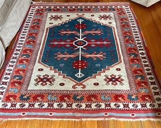 Wool Rug (blue medallion) - approx. 4'5" x 5'5"