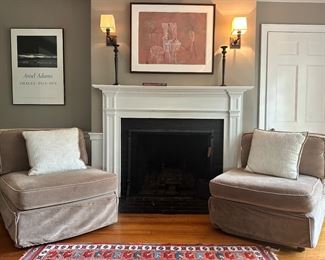 (2) Pottery Barn Slipcovered Chairs