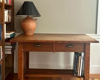 Two Drawer Mission Style Library Table